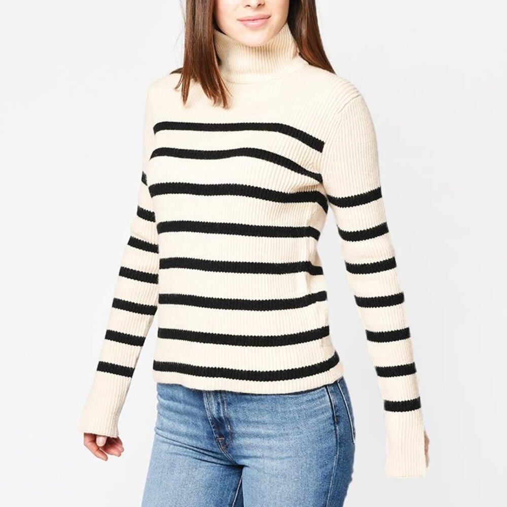 ENGLISH FACTORY WOMEN’S STRIPED TURTLE NECK SWEATER Small